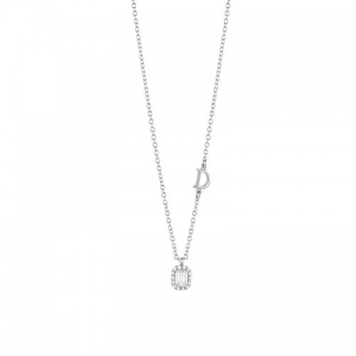 Damiani 18k white gold diamond and emerald necklace 3.40 emerald .3560 diamond.