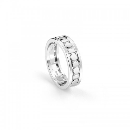 DAMIANI 18K WHITE GOLD BELLE EPOQUE REEL RING SIZE 13 5.70MM, 5.50 GR. 