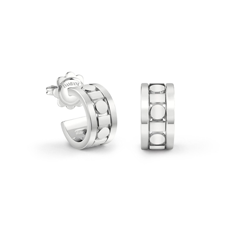 Damiani 18k White Gold Belle Epoque Reel Hoop Earrings.