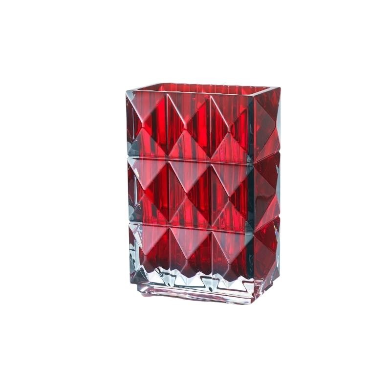 RED LOUXOR RECTANGULAR VASE.