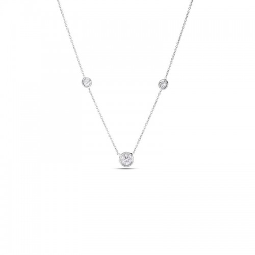 Roberto Coin 18K White Gold Diamond 3 Station necklace .38ctw.