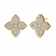 ROBERTO COIN 18K YELLOW AND WHITE GOLD DIAMOND PRINCESS FLOWER EARRINGS INDP. .90CT