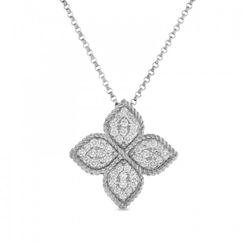 18K WHITE GOLD DIAMOND PRINCESS FLOWER INDP SMALL.