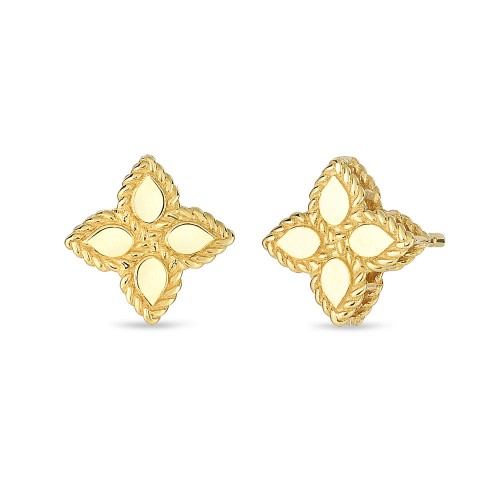 ROBERTO COIN - 18K YELLOW GOLD EARRINGS WITH PRINCESS FLOWER DESIGN IN SMALLER. SIZE