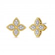 ROBERTO COIN 18K YELLOW AND WHITE GOLD DIAMOND PRINCESS FLOWER EARRINGS INDP. MEDIUM .38