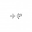 18K WHITE GOLD DIAMOND PRINCESS FLOWER EARRINGS INDP MED 0.38.