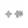 ROBERTO COIN - 18K WHITE GOLD DIAMOND PRINCESS FLOWER EARRINGS SMALL SIZE. 0.07CTS