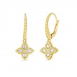 18K YELLOW AND GOLD DIAMOND PRINCESS FLOWER DROP EARRING SMALL SIZE .07CTW.