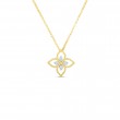 18K YELLOW WHITE GOLD DIAMOND PRINCIPESSA FLOWER NECKLACE.