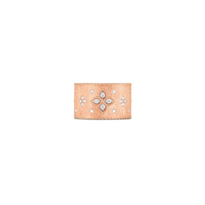 Roberto Coin 18K Venetian Princess Wide Satin Diamond Ring