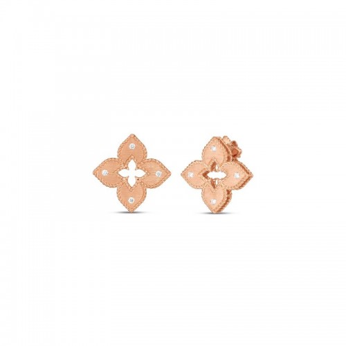 ROBERTO COIN 18K ROSE GOLD PETITE VENETIAN PRINCESS STUD EARRINGS 0.12.