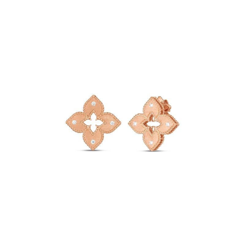 ROBERTO COIN 18K ROSE GOLD PETITE VENETIAN PRINCESS STUD EARRINGS 0.12.