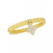 Roberto Coin 18K Princess Flower Satin Bangle With Diamond Flower Charm