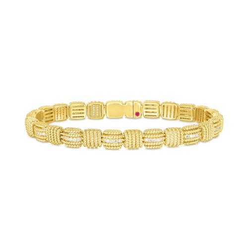 Roberto Coin 18 Karat Yellow Gold Opera Diamond Flexible Bracelet