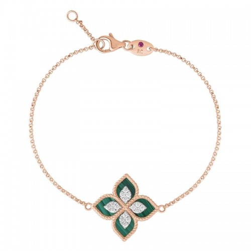 Roberto Coin 18K Rose Gold Stretch Bracelets Princess Flower Medium Diamond Flower Bracelet