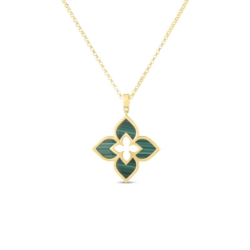 Roberto Coin Yellow Gold Princess Small Malachite 4.35 Pendant.