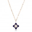 ROBERTO COIN 18K ROSE GOLD VENETIAN PRINCESS LAPIS AND DIAMOND NECKLACE. BLAP-10.05, DIA-0.28