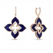 18K ROSE GOLD VENETIAN PRINCES LARGE LAPIS DIAMOND DROP EARRINGS BLAP- 19.65. DIA- 0.64