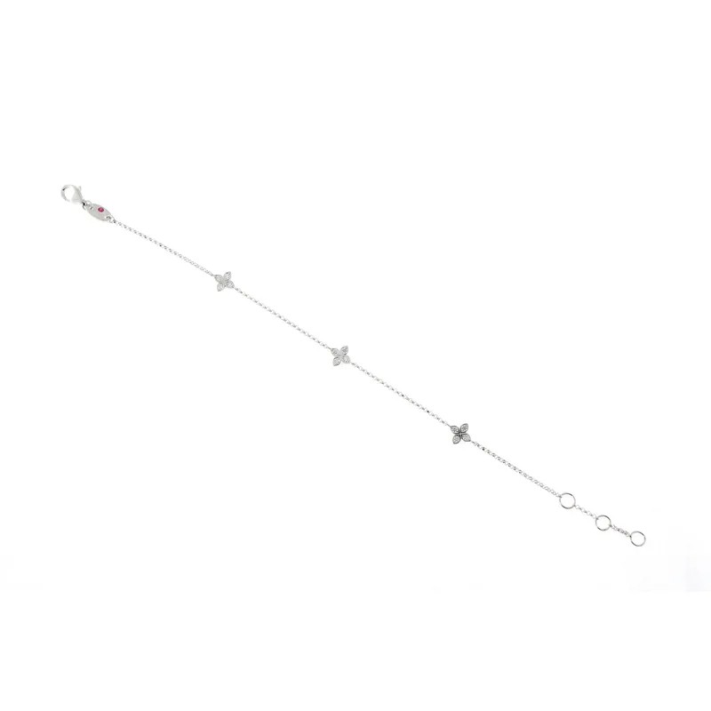 18K WHITE GOLD 3 STATIONS DIAMOND BRACELET.