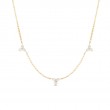 18K YELLOW GOLD DIAMOND LOVE BY YARD NECKLACE THREE STATIONS.