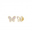 ROBERTO COIN 18K YELLOW GOLD DIAMOND MOP JASMINE BUTTERFLY EARRINGS.