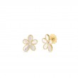 ROBERTO COIN YELLOW GOLD DIAMOND MOP JASMINE FLOWER EARRINGS DIA- 0.07, MOP 1.90.