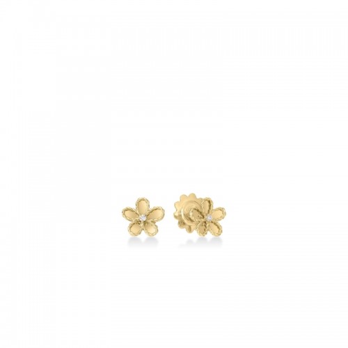 Roberto Coin 18k Yellow Gold Diamond Jasmine Flower Earrngs .03ctw.