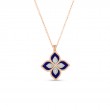 ROBERTO COIN 18K ROSE AND WHITE GOLD DIAMOND LAPIS VENETIAN PRINCESS NECKLACE. BLAP 3.69 DIAM 0.15