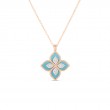 ROBERTO COIN 18K ROSE AND WHITE GOLD TURQOUIS VENETIAN PRINCESS PENDANT. DIA- 0.15, TURQ- 2.89