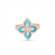 Roberto Coin 18k Rose and White Gold Diamond and Turquoise Venetian Princess. Ring Dia. 15ctw Turqouise 2.88