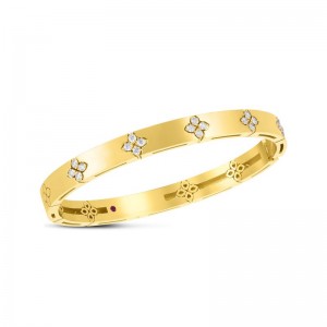 18K YELLOW GOLD DIAMOND LOVE IN VERONA BANGLE 48X58 0.45CTW.