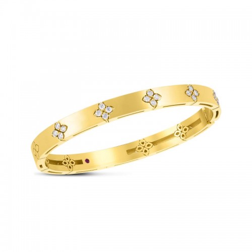 18K YELLOW GOLD DIAMOND LOVE IN VERONA BANGLE 48X58 0.45CTW.