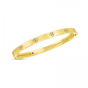 ROBERTO COIN 18K YELLOW GOLD DIAMOND LOVE IN VERONA BANGLE 48X58 0.15CTW.