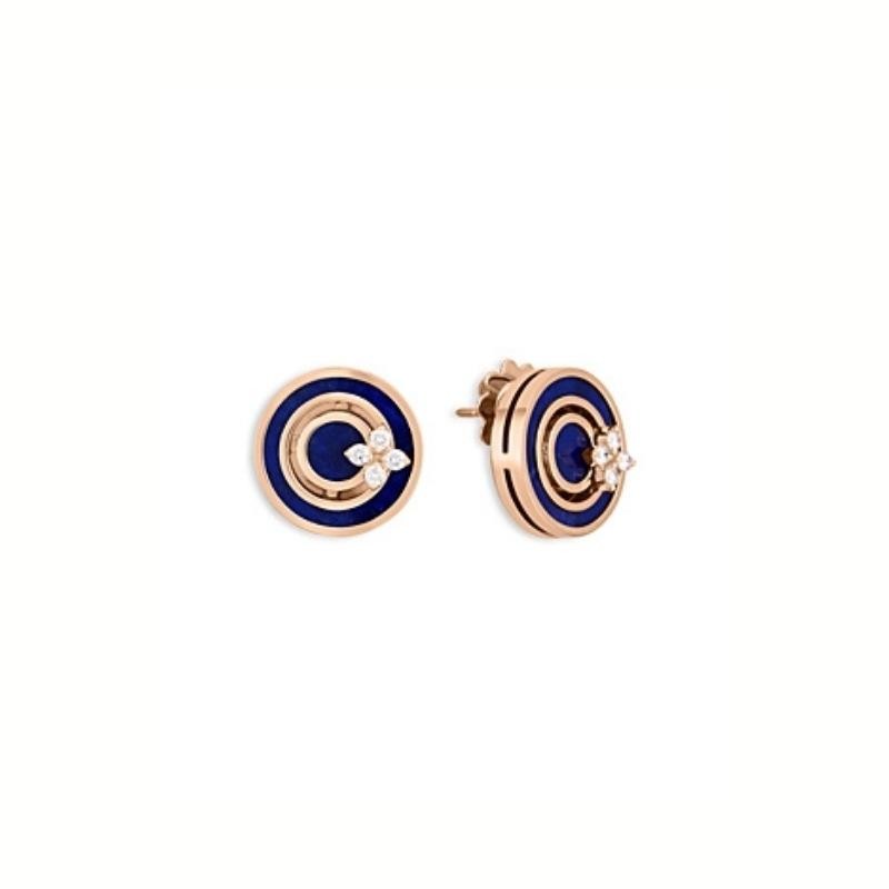 18K ROSE GOLD DIAMOND AND BLUE LAPIS EARRINGS BLAP-9.05 DIAM-0.15.