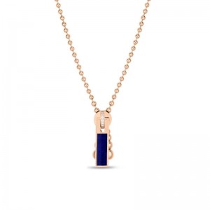 18K ROSE GOLD ART DECO LAPIS/DIA ZIPPER NECKLACE