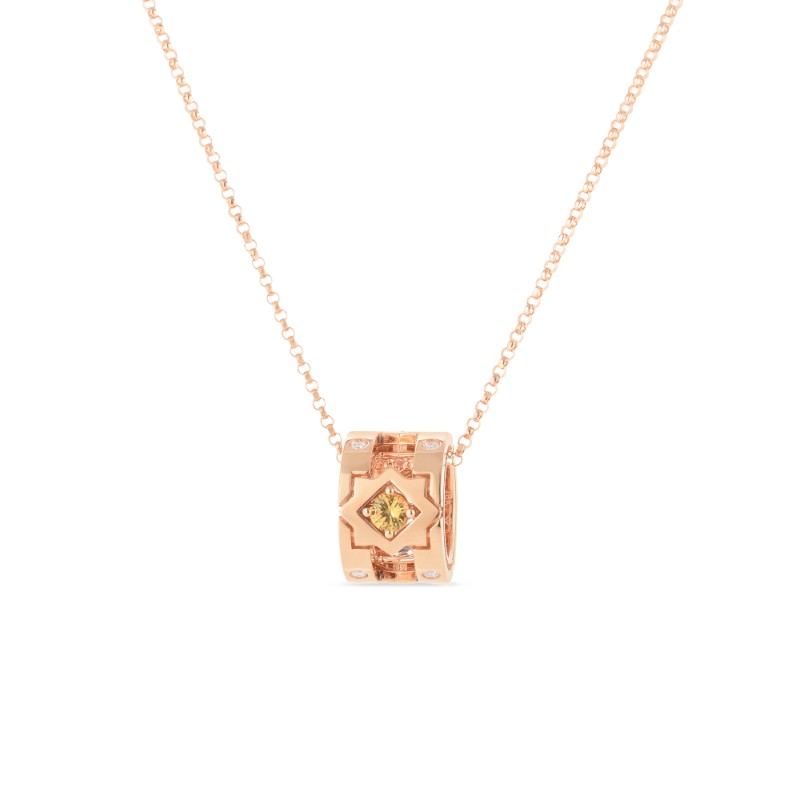 ROBERTO COIN 18K ROSE GOLD DIAMOND PINK SAPPHIRE BLUE SAPPHIRE NAVARRA NECKLACE. 0.07 PS 0.16 YSAP 0.16