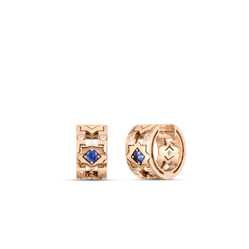ROBERTO COIN 18K ROSE GOLD DIAMOND MIX SAPPHIRE NAVARRA EARRINGS 0.19.