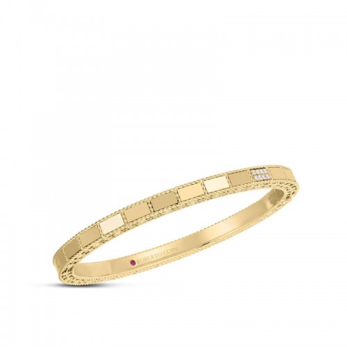 Roberto Coin 18k Yellow Gold Diamond Mosaic Bangle 48x58 .05ctw.