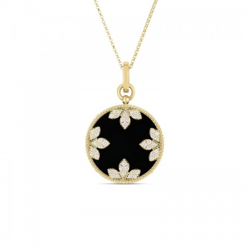 Roberto Coin 18K Yellow Gold Venetian Medallions Necklace with Diamonds and Black Jade