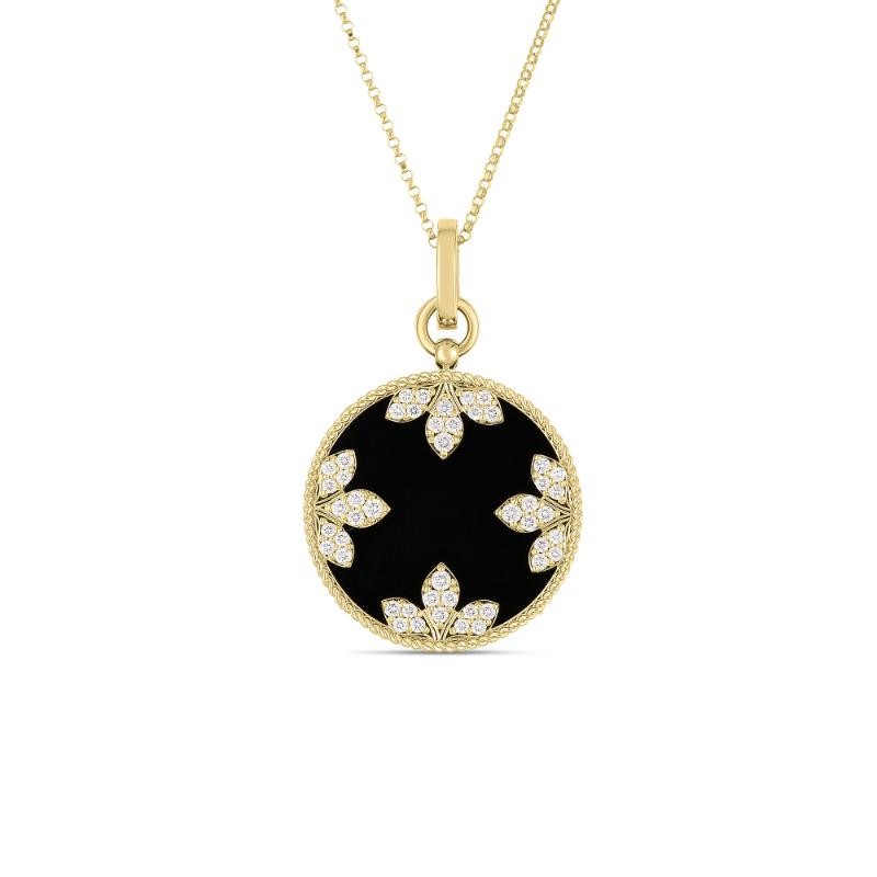 Roberto Coin 18K Yellow Gold Venetian Medallions Necklace with Diamonds and Black Jade