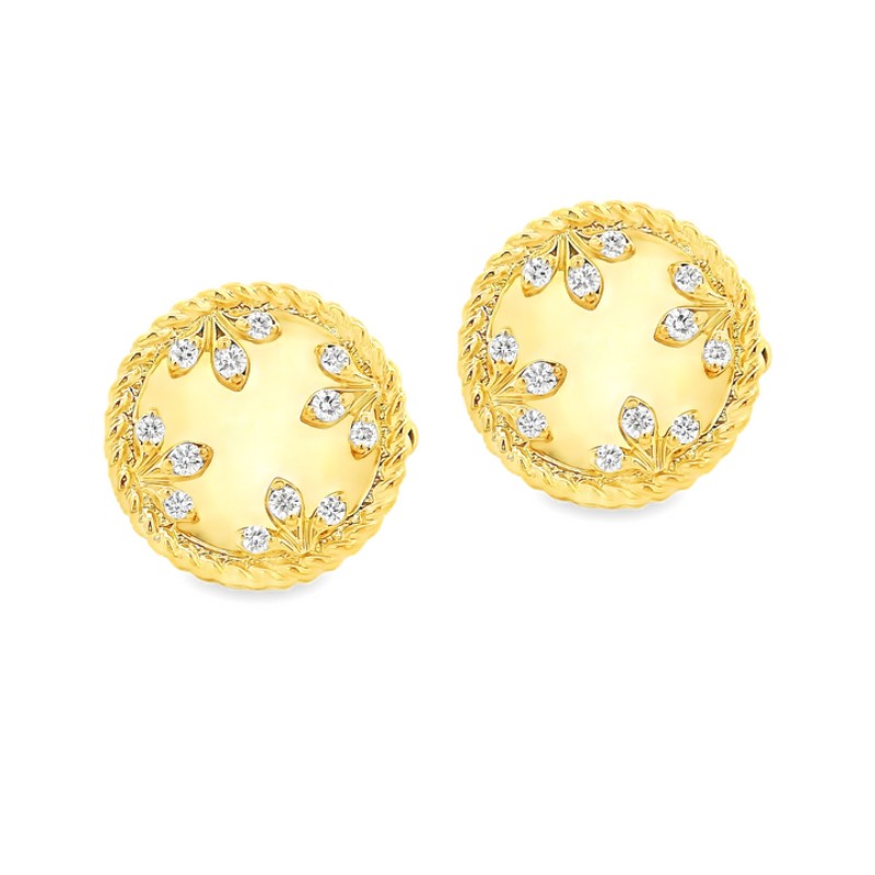 Roberto Coin 18k Yellow Gold Diamond Venetian Medallion Earrings