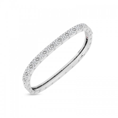 Roberto Coin 18K Gold 1 Row Square Bangle With Diamonds