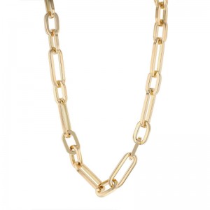 18K YELLOW GOLD HEAVY GAUGE PAPERCLIP CHAIN.