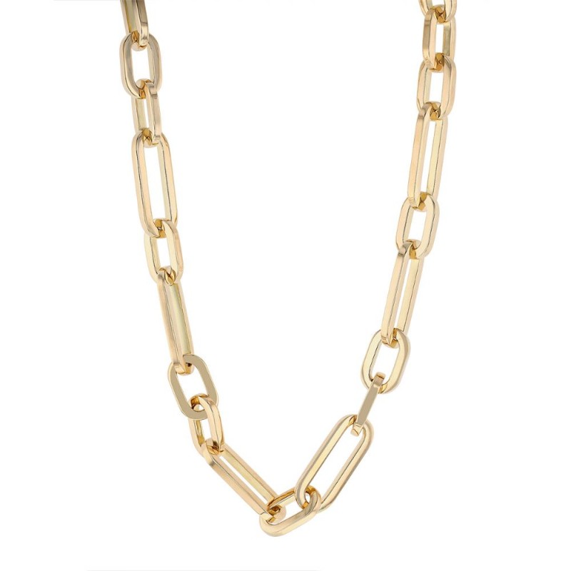 18K YELLOW GOLD HEAVY GAUGE PAPERCLIP CHAIN.