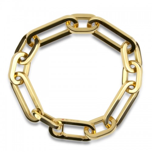 ROBERTO COIN 18 K YELLOW GOLD LINK BRACELET.