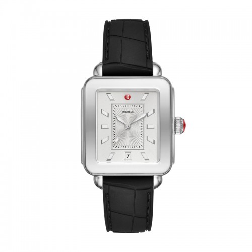 Michele Deco Sport Chronograph Stainless Steel Black Silicone Watch