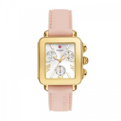 Deco Sport Chronograph 18K Gold-Plated Ballet Pink Silicone Watch