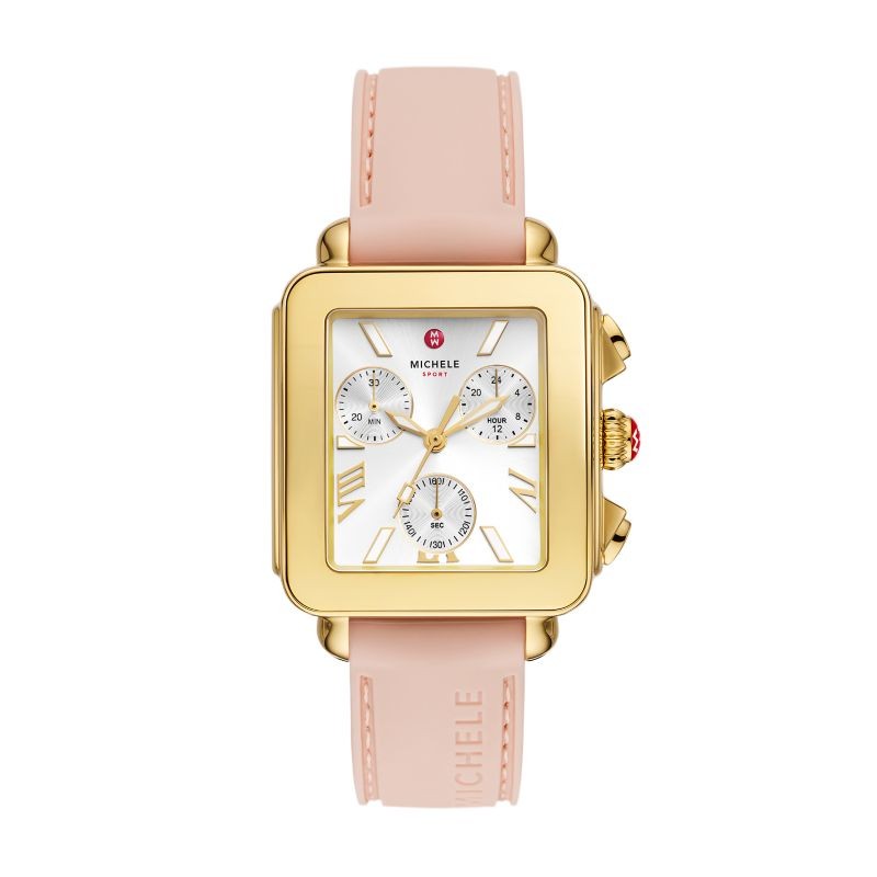 Deco Sport Chronograph 18K Gold-Plated Ballet Pink Silicone Watch
