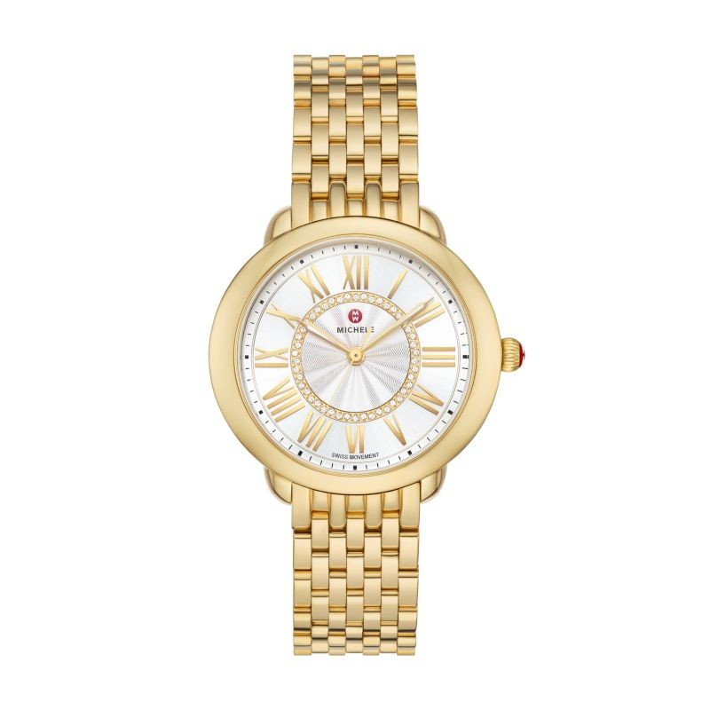 Serein Mid 18k Gold-Plated Diamond Dial Watch