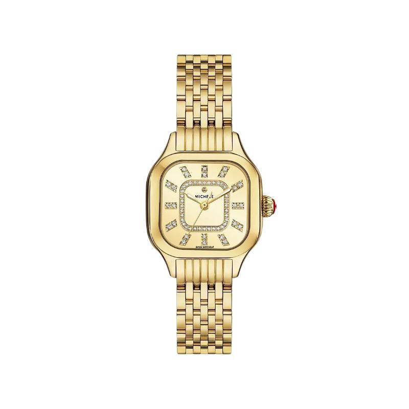 Michele Meggie 18K Gold-Plated Diamond Dial Watch